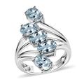 Aquamarine  Ring in Rhodium Overlay Sterling Silver 3.25 ctw ,  Silver Wt. 5 g - Sticky add to cart bar
