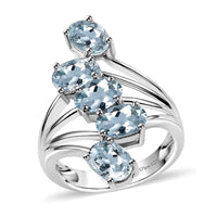 Aquamarine  Ring in Rhodium Overlay Sterling Silver 3.25 ctw ,  Silver Wt. 5 g