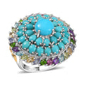 D'Joy Sleeping Beauty Turquoise, Multi Gemstone Ring in 18K Vermeil YG and Rhodium Over Sterling Silver (Size 10.0) 8.40 ctw - Sticky add to cart bar