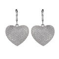 Simulated Diamond 240.00 ctw Heart Lever Back Earrings in Silvertone - Sticky add to cart bar