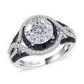 D'Joy 100 Facets Moissanite (Rnd 9mm), Yellow Sapphire Ring in Rhodium Over Sterling Silver (Size 10.0) 3.70 ctw - Sticky add to cart bar