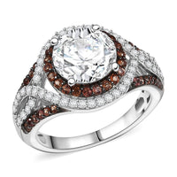 D'Joy 100 Facets Moissanite (Rnd 9mm), Yellow Sapphire Ring in Rhodium Over Sterling Silver (Size 10.0) 3.70 ctw