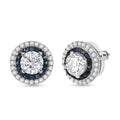 D'Joy 100 Facets Moissanite (Rnd 6mm), Yellow Sapphire Stud Earrings in Rhodium Over Sterling Silver 2.55 ctw - Sticky add to cart bar