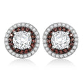 D'Joy 100 Facets Moissanite (Rnd 6mm), Yellow Sapphire Stud Earrings in Rhodium Over Sterling Silver 2.55 ctw - Sticky add to cart bar
