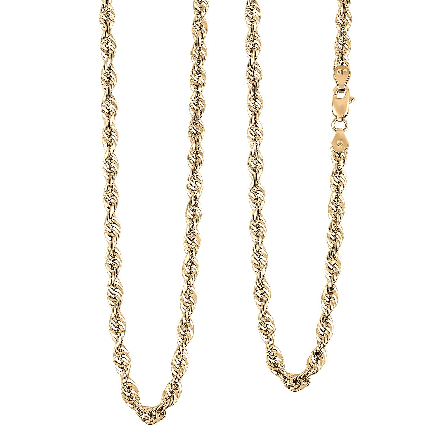 Laser Rope 4mm Chain Necklace in 10K Yellow Gold 7 Grams 24 Inches