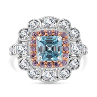 Combodian Blue Zircon, Multi Gemstone Ring in Rhodium Over Sterling Silver (Size 7.0) 1.80 ctw