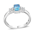 Premium Cambodian Blue Zircon, Moissanite Promise Ring in Rhodium Over Sterling Silver (Size 10.0) 1.70 ctw - Sticky add to cart bar