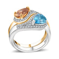 Premium Cambodian Blue Zircon, Multi Gemstone Toi Moi Ring in Vermeil YG and Rhodium Over Sterling Silver (Size 10.0) 4.00 ctw - Sticky add to cart bar