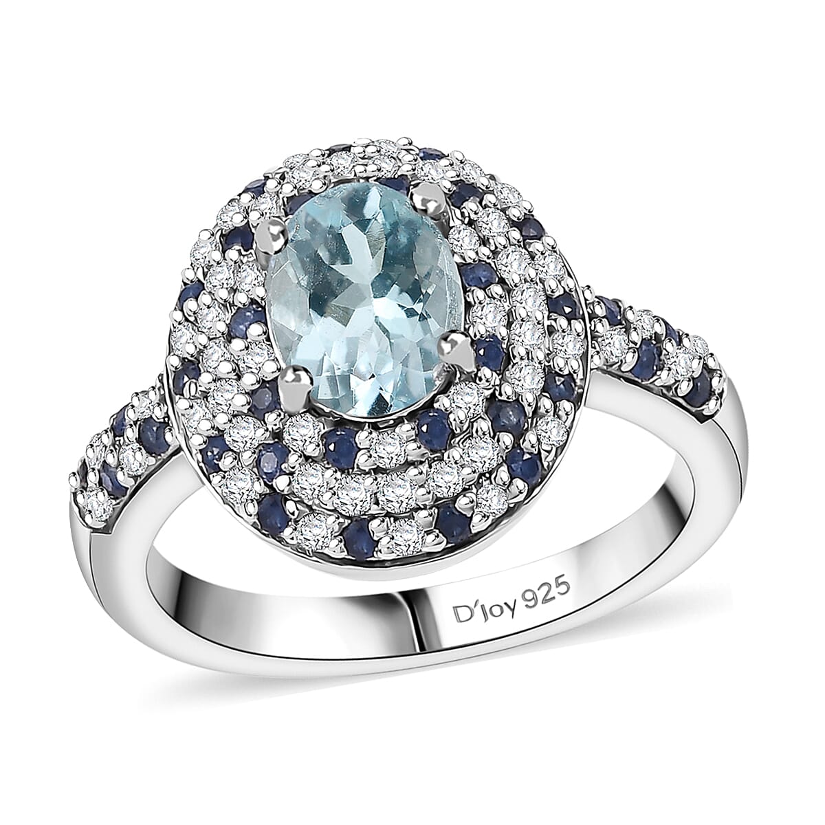 Mangoro Aquamarine, Multi Gemstone Ring in Rhodium Over Sterling Silver (Size 10.0) 2.00 ctw