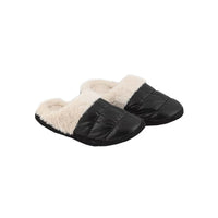 TLV Black Metallic Plush Slipper - S