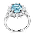 Luxuriant 10K White Gold AAA Cambodian Blue Zircon, Lab Grown Diamond (SI) (1.05 cts) Sunburst Ring (Size 10.0) 5.00 ctw - Sticky add to cart bar