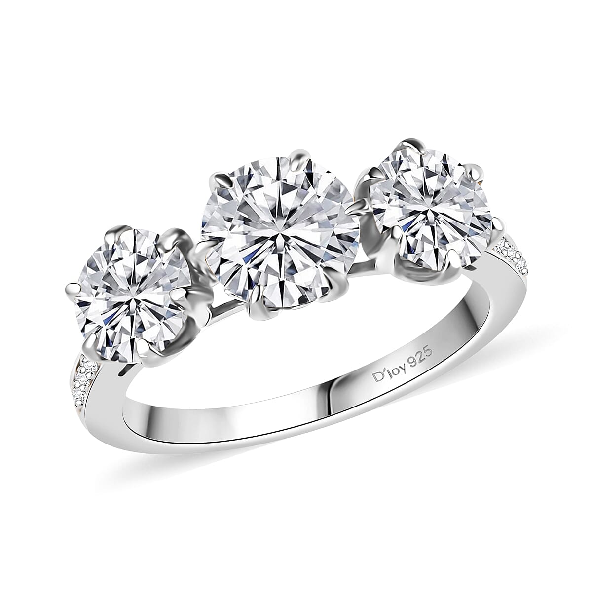 One Time Only Moissanite (Rnd 7 mm) Ring in Rhodium Over Sterling Silver (Size 10.0) 2.90 ctw