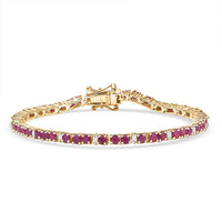 EverTrue Niassa Ruby (FF) and Moissanite 6.80 ctw Bracelet in 18K YG Plated (7.25 In)