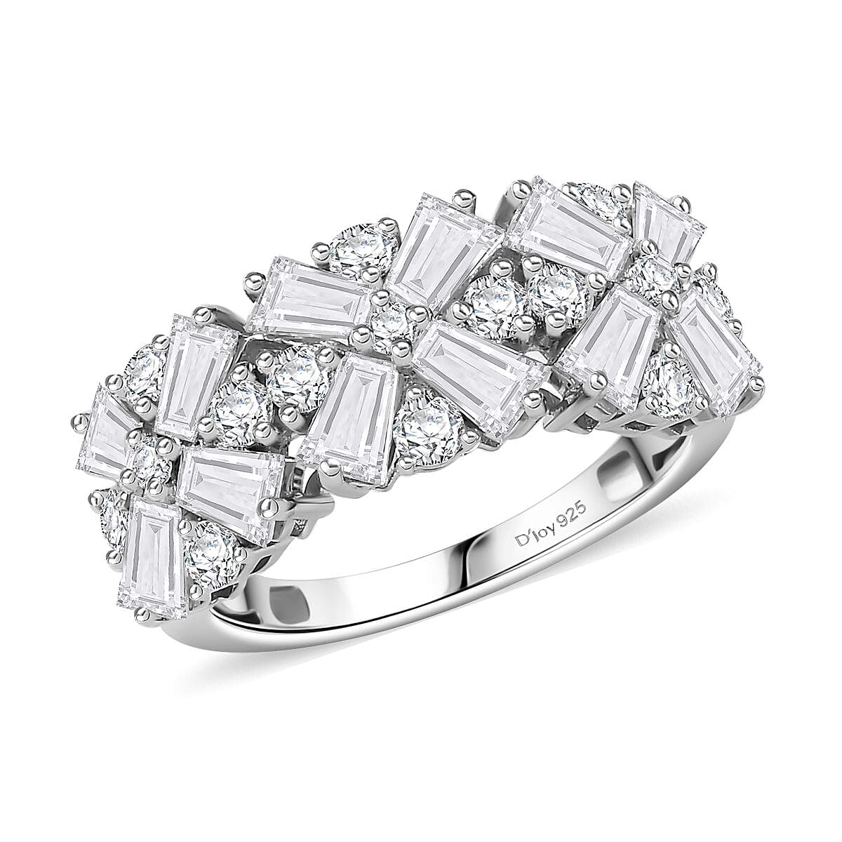 Moissanite Ring in Rhodium Over Sterling Silver (Size 10.0) 2.70 ctw