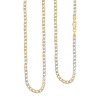 14K Yellow Gold Cuban White Pave Necklace 24 Inches 5.29 Grams