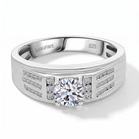Luxuriant Lab Grown Diamond Regal Crest Ring in Platinum Over Sterling Silver