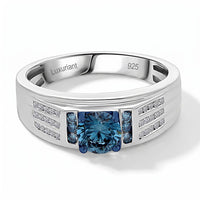 Luxuriant Lab Grown Diamond Regal Crest Ring in Platinum Over Sterling Silver