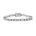 Premium Mangoro Aquamarine and Multi Gemstone 7.80 ctw Celestial Serenade Bracelet in Rhodium Over Sterling Silver (7.25 In) - Sticky add to cart bar