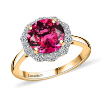 Certified & Appraised AAA Luxuriant Bixbite (LG) and E-F VS Lab Grown Diamond 3.67 ctw Ring in 10K Yellow Gold