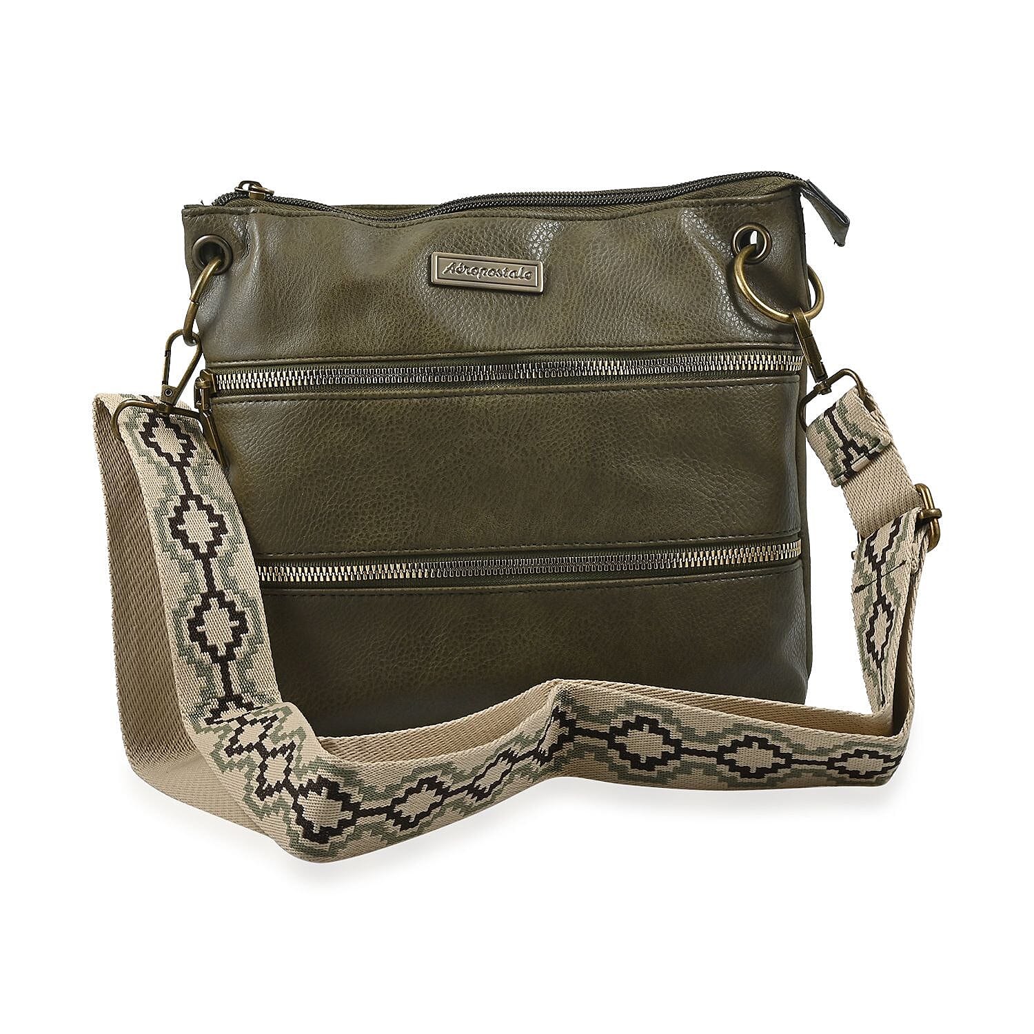 Aeropostale Navy Faux Leather Crossbody Bag with Adjustable Shoulder Strap