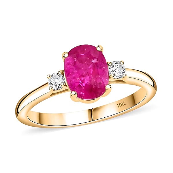 Certified & Appraised Luxoro AAA Montepuez Ruby and I2 Diamond 1.65 ctw Ring in 10K Yellow Gold