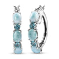 D'Joy Premium Larimar and Betroka Blue Apatite 11.20 ctw Hoop Earrings in Rhodium Over Sterling Silver - Sticky add to cart bar