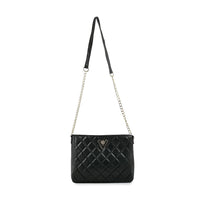 Valentino Orlandi Black Quilted Leather Crossboday Bag with Golden Chain Strap