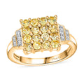 Yellow Sapphire ,  White Zircon  Main Stone With Side Stone Ring in 18K YG VermeilSterling Silver 1.59 ctw - Sticky add to cart bar