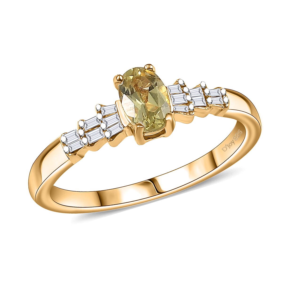 Yellow Apatite, Diamond Ring in 18K Vermeil YG Over Sterling Silver (Size 10.0) 0.60 ctw