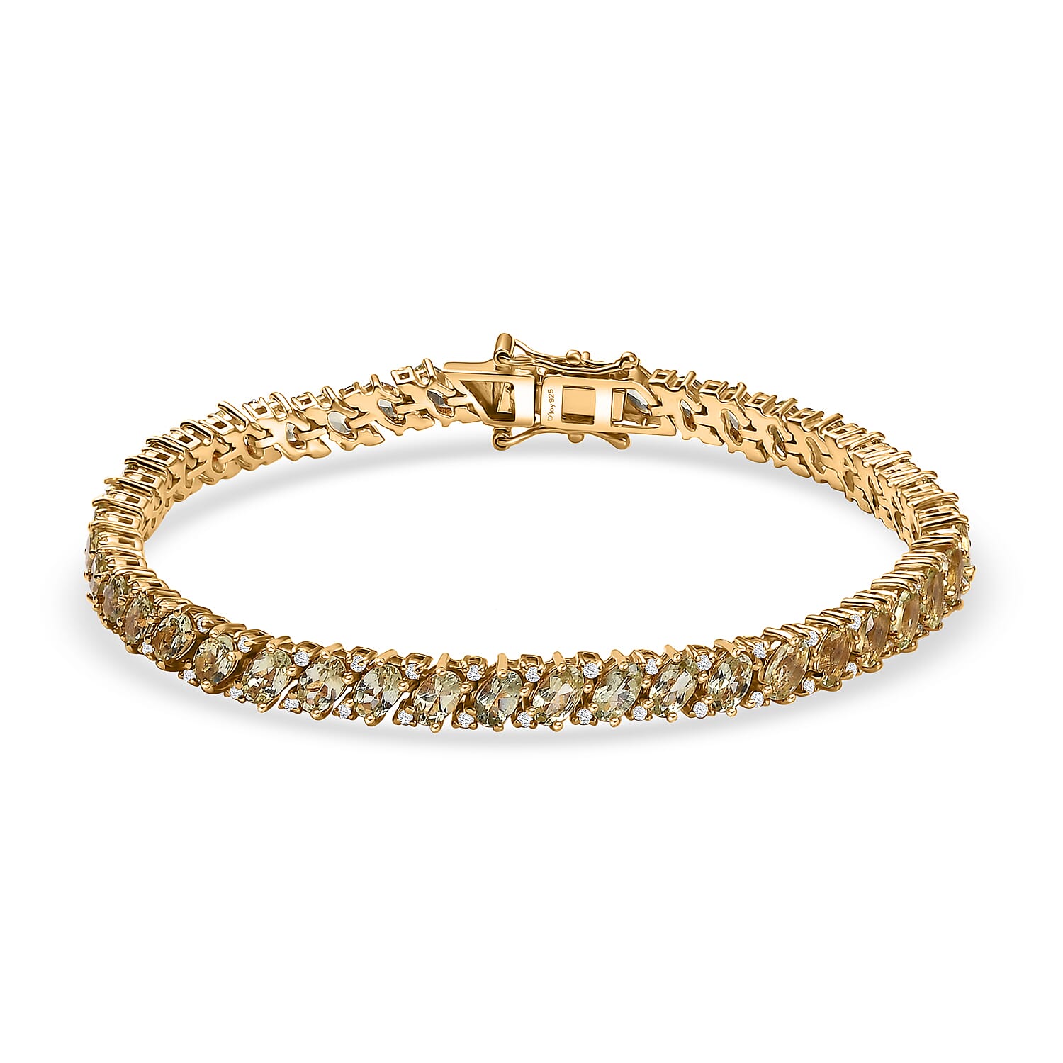 Yellow Apatite and White Zircon 9.60 ctw Bracelet in 18K Vermeil Yellow Gold Over Sterling Silver (6.50 In)