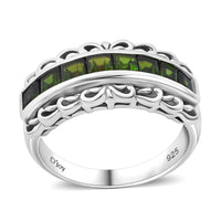 Multi Sapphire Band Ring in Rhodium Over Sterling Silver (Size 10.0) 1.25 ctw