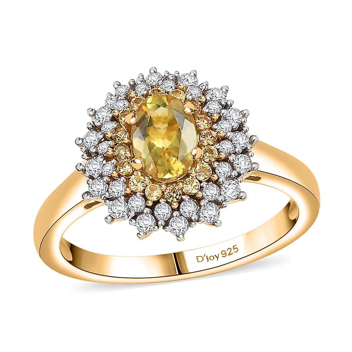 Premium Brazilian Heliodor, Multi Gemstone Ring in 18K Vermeil YG Over Sterling Silver (Size 10.0) 1.50 ctw