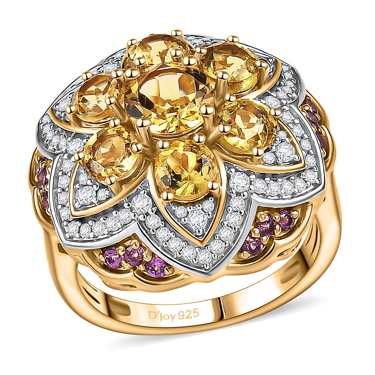 Premium Brazilian Heliodor, Multi Gemstone Ring in 18K Vermeil YG Over Sterling Silver (Size 10.0) 3.85 ctw