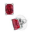 D'Joy Lab Created Padparadscha Sapphire 4.30 ctw Solitaire Stud Earrings in Rhodium Over Sterling Silver - Sticky add to cart bar