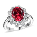 Lab Created Padparadscha Sapphire and White Sapphire Ring in Rhodium Over Sterling Silver (Size 10.0) 3.75 ctw - Sticky add to cart bar