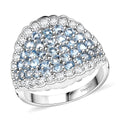 Aquamarine ,  White Zircon  Main Stone With Side Stone Ring in Rhodium OverlaySterling Silver 4.44 ctw ,  Silver Wt. 5 g - Sticky add to cart bar