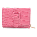 Pink Crocodile Embossed Faux Leather RFID Wallet - Sticky add to cart bar