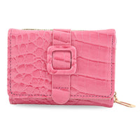 Pink Crocodile Embossed Faux Leather RFID Wallet