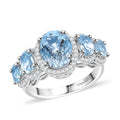 Premium Mangoro Aquamarine, Moissanite Ring in Rhodium Over Sterling Silver (Size 10.0) 3.65 ctw - Sticky add to cart bar