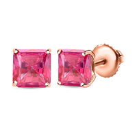 Rubellite  Solitaire Stud Push Post Earring in 18K RG VermeilSterling Silver 2.20 ctw