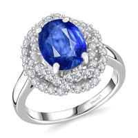 Premium Kashmir Blue Kyanite and Moissanite 4.10 ctw Ring in Rhodium Over Sterling Silver (Size 10.0)