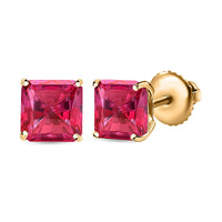 Rubellite  Solitaire Stud Push Post Earring in 18K RG VermeilSterling Silver 2.20 ctw