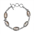 D'Joy Artisan Crafted Natural Italian Conch Cameo 8.30 ctw Chain of Memories Bracelet in Black Oxidized Sterling Silver (6.50-8.0In) - Sticky add to cart bar