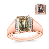 Premium Turkizite and Diamond Ring in 18K Vermeil Rose Gold Over Sterling Silver (Size 10.0) 4.10 ctw