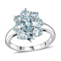 Premium Mangoro Aquamarine 1.90 ctw Ocean Bloom Ring in Rhodium Over Sterling Silver (Size 10.0) - Sticky add to cart bar
