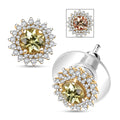D'Joy Madagascar Yellow Apatite and White Zircon 1.70 ctw Sunflower Stud Earrings in 18K Vermeil Yellow Gold Over Sterling Silver - Sticky add to cart bar