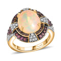 D'Joy Ethiopian Welo Opal and Multi Gemstone 4.90 ctw Ring in 18K Vermeil Yellow Gold Over Sterling Silver (Size 10.0) - Sticky add to cart bar