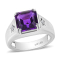 African Amethyst and White Zircon 5.10 ctw Men's Ring in Stainless Steel - Sticky add to cart bar