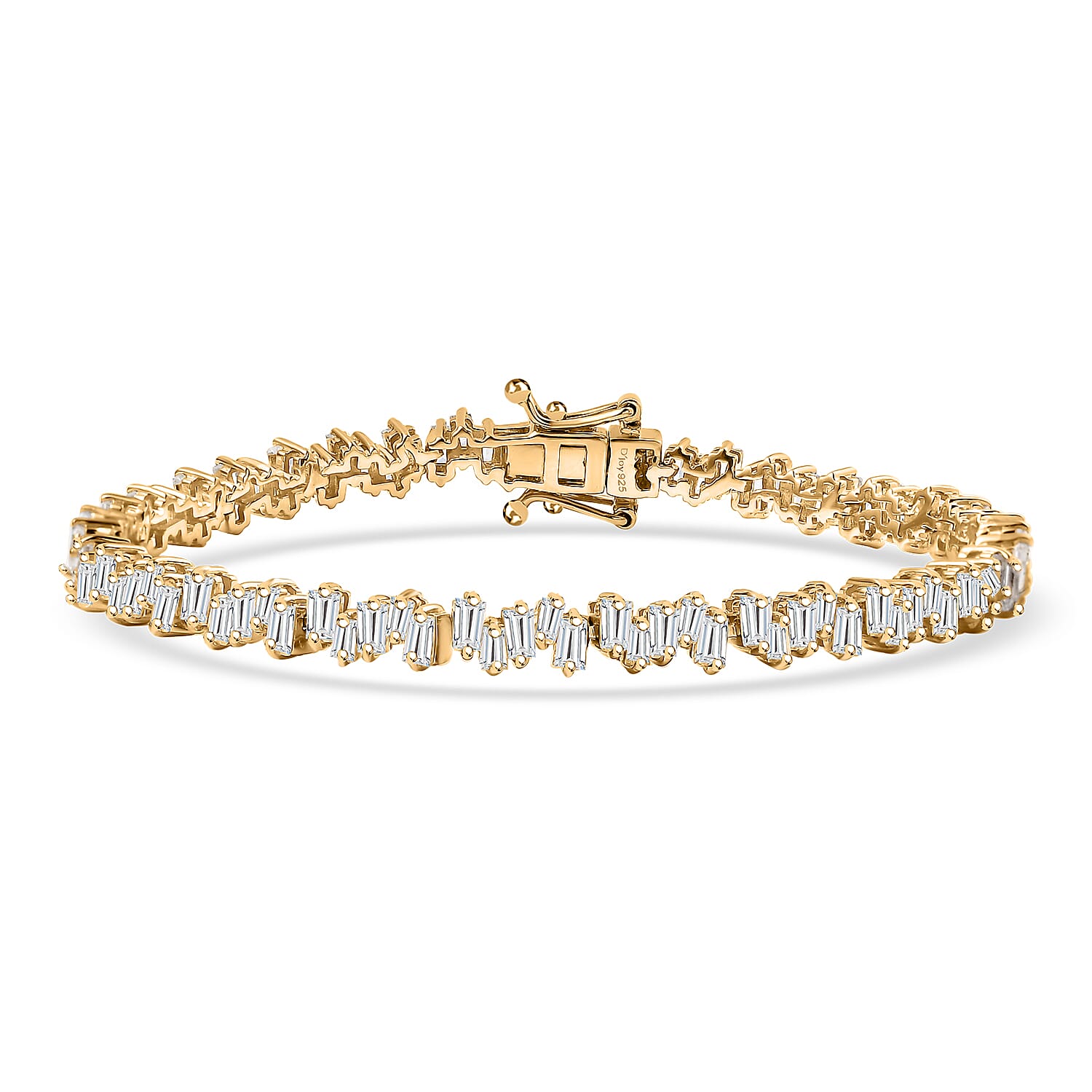 White Zircon 7.30 ctw Bracelet in 18K Vermeil Yellow Gold Over Sterling Silver (6.50 In)