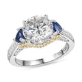 D'Joy Heart and Arrow Cut Moissanite and Masoala Sapphire 4.10 ctw Ring in 18K Vermeil YG and Rhodium Over Sterling Silver (Size  10.0) - Sticky add to cart bar